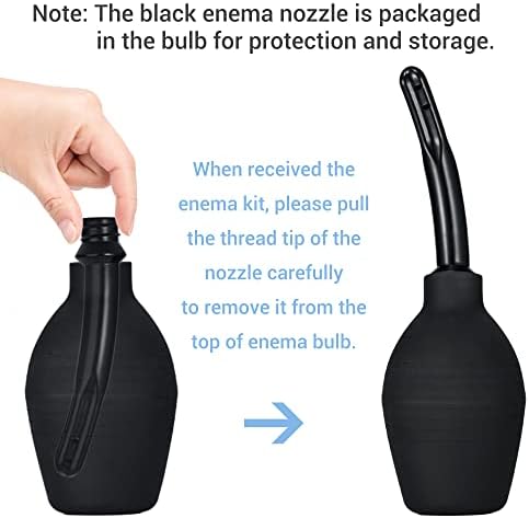 TopQuaFocus colon cleaning kit showing leak-proof screw nozzle detail.