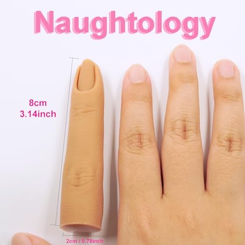 Three Naughtology silicone training fingers showing realistic skin tones