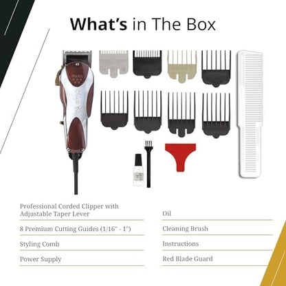 Wahl heavy duty V9000 motor professional clipper back view showing ergonomic maroon handle design.