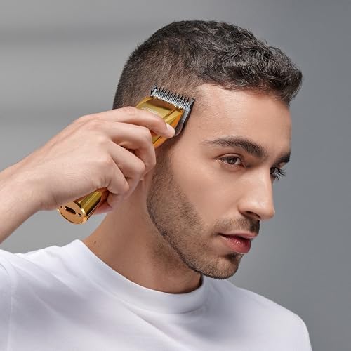 KISS high torque motor hair clipper being used for precise home hair cutting and fading