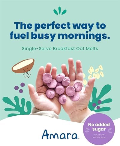 Amara quick dissolving blueberry oat bites single serve pouch displayed on a clean background
