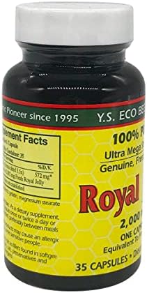 YS Organic bee superfood capsules packaging showing ingredients and brand details