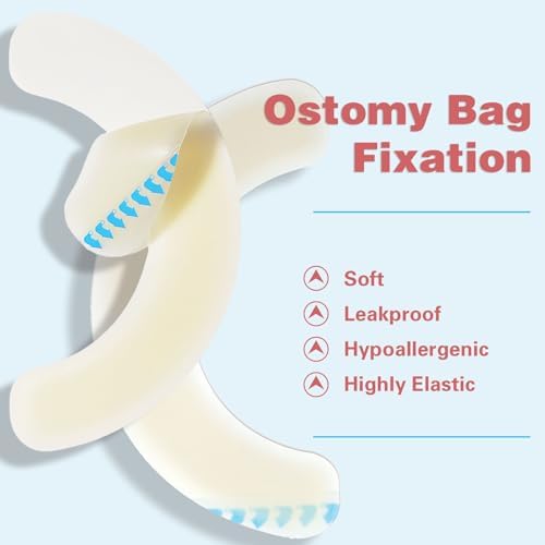 Medical grade hydrocolloid elastic stoma tape half rings showing thick middle and thin edge design
