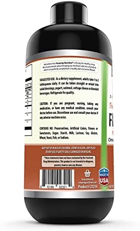 Organic cold pressed flaxseed oil 16 fluid ounce bottle label details