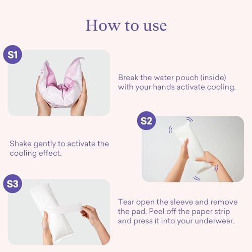 Side profile of PurComfy 2-in-1 postpartum pads packaging with 10 count quantity details.