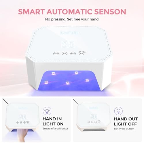Hand inside Lavinda UV LED lamp during gel curing