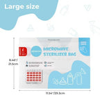Travel friendly flat folded Gemdom sterilizer bag next to baby accessories.