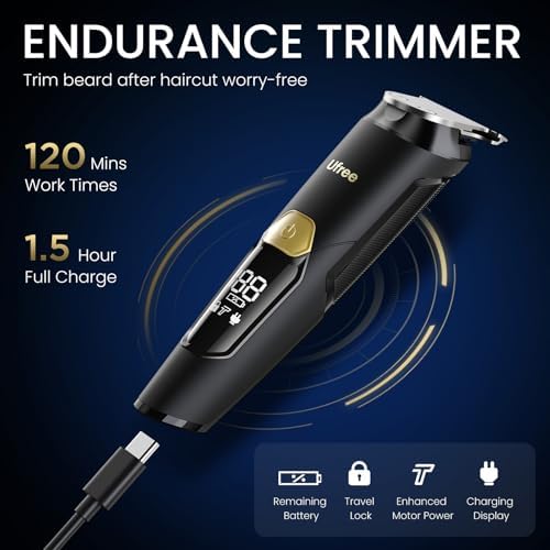 Ufree premium body grooming kit close up of sharp steel blades and high performance motor
