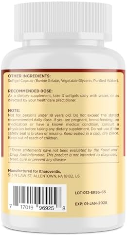 Itharoventis plant sterols bottle side profile showing manufacturing details