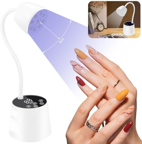 DAQVQ rechargeable gel nail dryer highlighting the LCD touch screen and timer options.