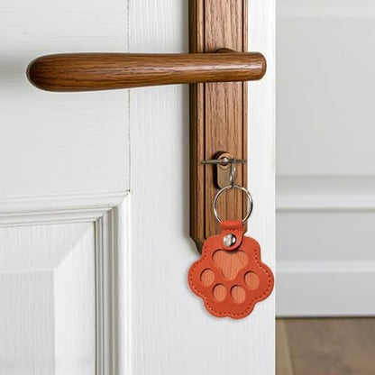 Soft genuine cowhide leather dog fur keepsake keychain