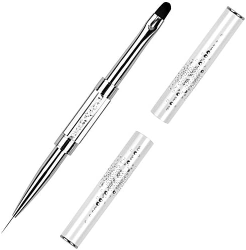Ycyan dual-ended nail art brush with rhinestone handle front view