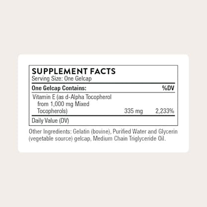 Thorne Ultimate E sixty count bottle displaying authentic quality seal