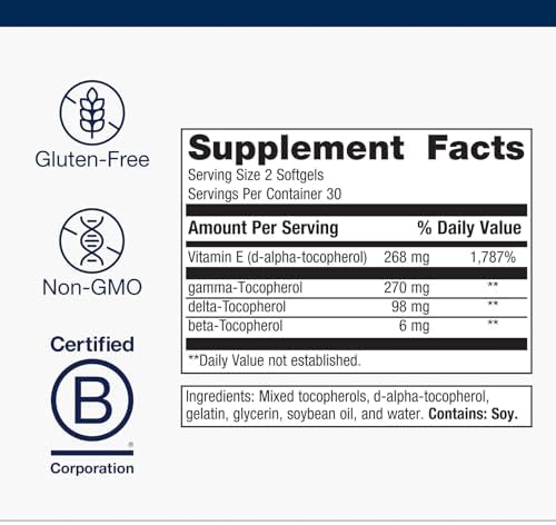 Authentic USA sourced Metagenics vitamin E bottle overview