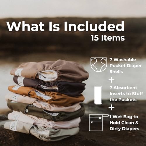 Nora's Nursery cloth diapers stack with neutral earth tones