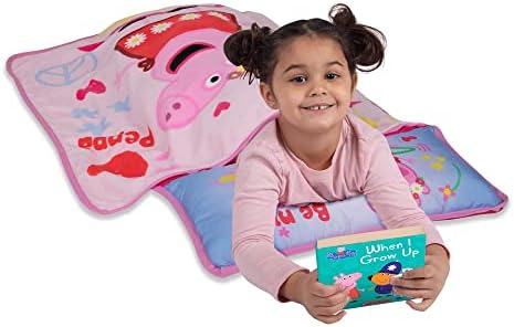 Close up view of the Peppa Pig toddler nap mat fabric