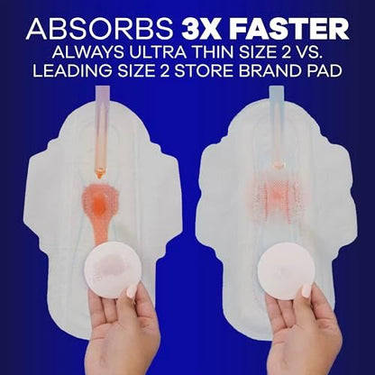 Always Size 5 overnight pads RapidDRY technology demonstration