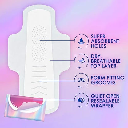 Always feminine pads with wings showing compact pocket size wrapper