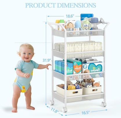 Close up of mesh storage shelves on 3IngSeagulls baby cart