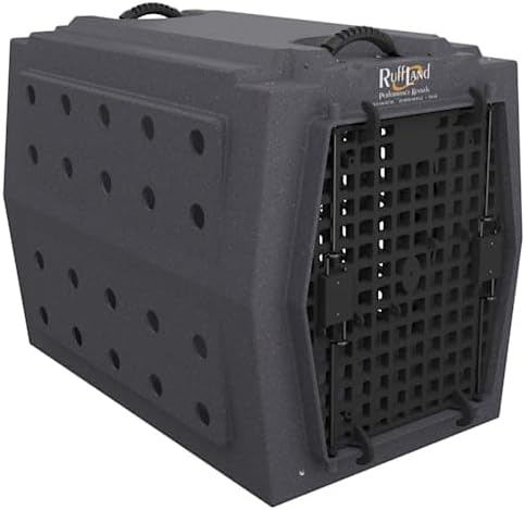 Close up of the secure grid pattern ventilation holes on a premium imported pet kennel.