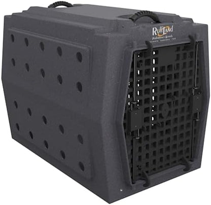 Close up of the secure grid pattern ventilation holes on a premium imported pet kennel.