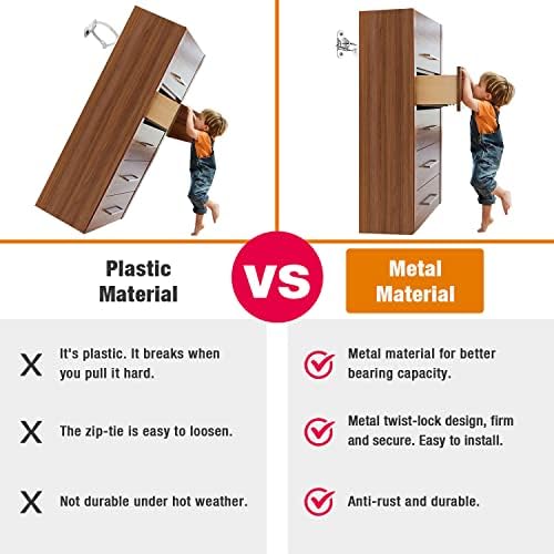 Detachable anti tip cabinet anchors for securing heavy home bookshelves.