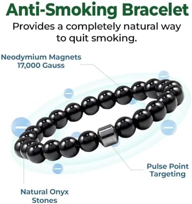 Mindfulness stop smoking beaded bracelet illustrating close up detail of plump natural stones
