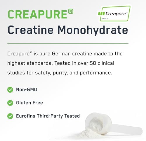 Unflavored creatine monohydrate powder texture and scoop