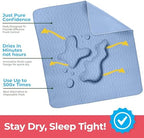 Close-up details of the non-slip waterproof backing on the heavy absorbency bed pads.