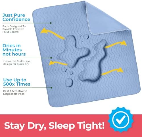 Close-up details of the non-slip waterproof backing on the heavy absorbency bed pads.