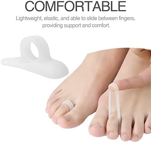 Flexible white gel toe crests for relieving mallet toe pressure.