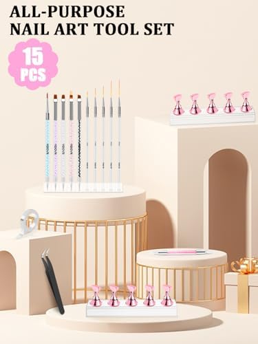 Yoovr nail art kit including professional brushes and dotting tools