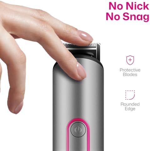 PRITECH pubic hair shaver for sensitive skin resting on its vertical standing charging base.