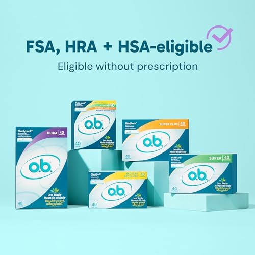 o.b. tampons packaging showing 40 count regular absorbency details