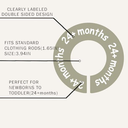 Close up of clear size labels on Cephira closet dividers