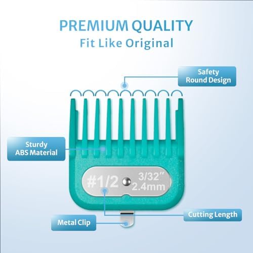 CLIPFIT premium plastic hair guide attachments layout illustrating the full length range up to one inch