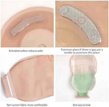 Heagimed colostomy bag with secure plastic clamp closure mechanism close up view