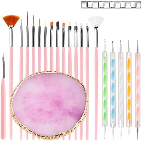 Ciwanning 22 piece nail art tools set with resin palette front view