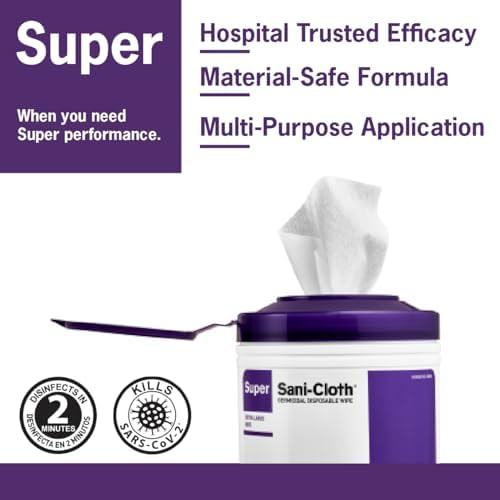 PDI Sani-Cloth canister showing two minute contact time for germicidal efficacy