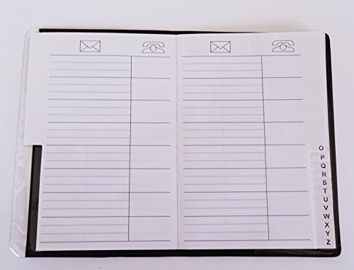 Open view of the alphabetized contact directory tabs showing the entry layout lines