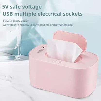 LED temperature display close up on baby wipe warmer