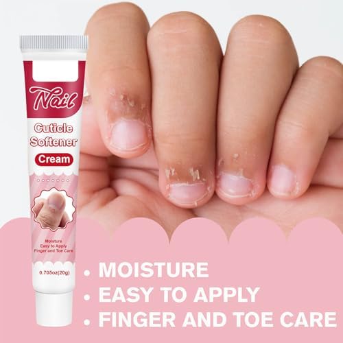 Close up of cuticle cream application on nails