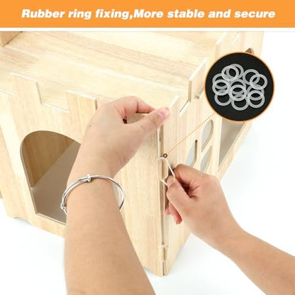 BWOGUE Large Wooden Rabbit House and Hideouts Bunny Castle Detachable Small Animal Play Hideaway Rabbit Hideout Cage Accessories for Indoor Adult Rabbit Guinea Pig Chinchilla Habitat - Image 4