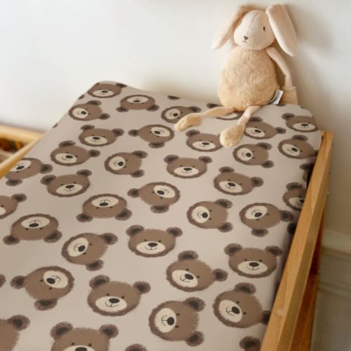 ZoUbqchY watercolor bear nursery diaper table sheet lifestyle setup