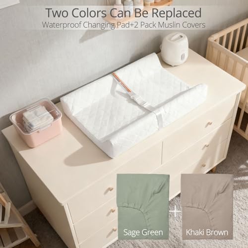 JVEOO soft diaper changing mat featuring the two pack cotton muslin replacement covers