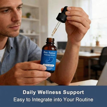 Close up of Eso Repair dietary supplement packaging for digestive support