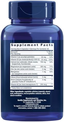 Life Extension Bone Restore supplement facts label