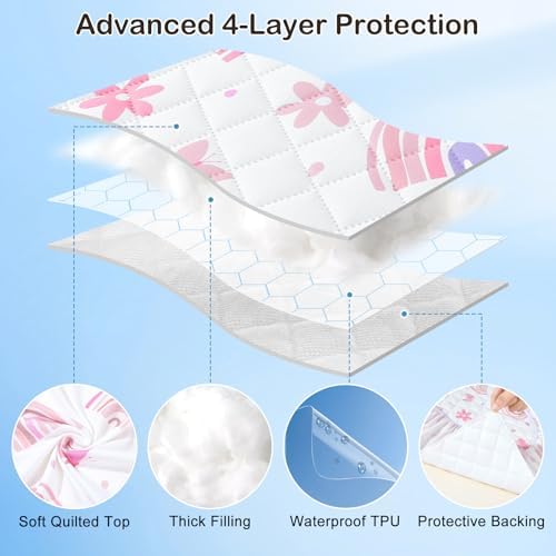 FIOBEE quilted diaper change table sheets close up view of thick padded material