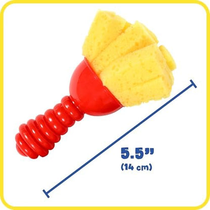 Durable toddler paint tools by READY 2 LEARN being rinsed under warm water for easy cleanup.