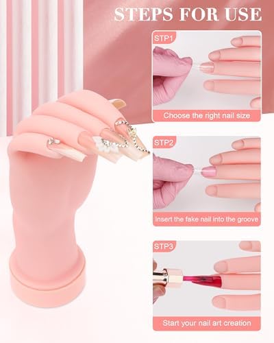 Close up of Difenni fake hand for nails displaying nail art application